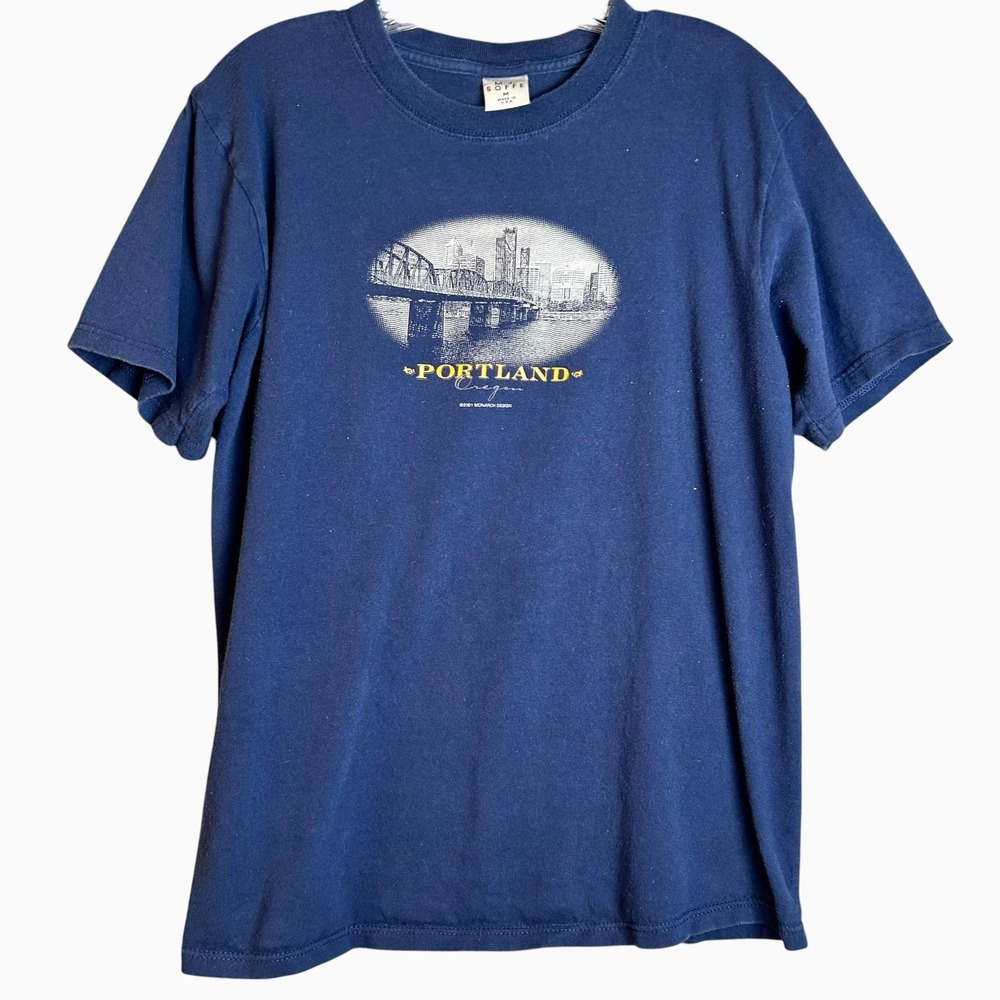 Vintage Portland, Oregon 2001 T Shirt Hawthrone Bridge Graphic Sz M M.J. Soffe
